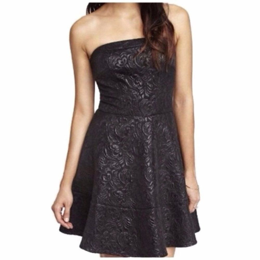 New Express Strapless‎ Fit & Flare Little Black Dress 2